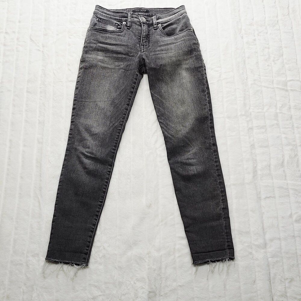 Lucky Brand Ava Super Skinny Jeans Womens 2/26 Mid Rise Gray Raw Hem Crop Stretc